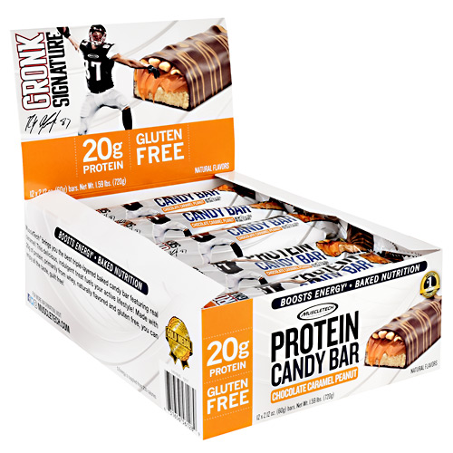 Muscletech Gronk Signature Protein Candy Bar - Chocolate Caramel Peanut - 12 ea