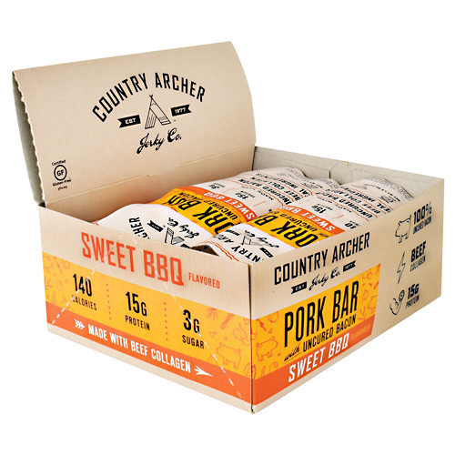 Country Archer Pork Bar with Collagen - Sweet BBQ - 12 ea