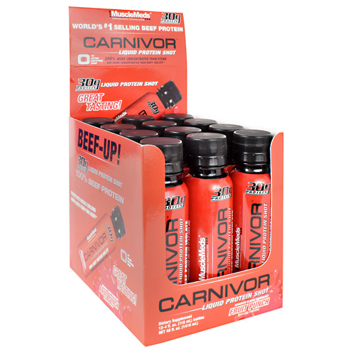 Muscle Meds Carnivor Liquid Protein Shot - Fruit Punch - 12 ea