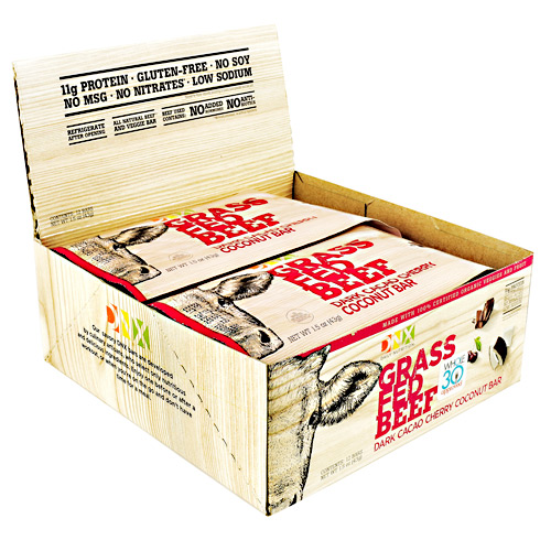 DNX Bars Grass Fed Beef Bar - Dark Cacao Cherry Coconut - 12 ea