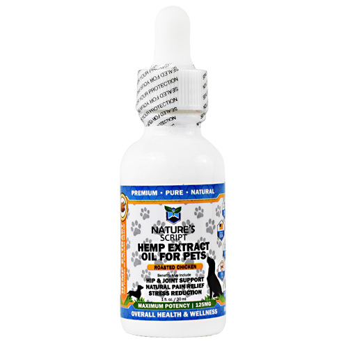 Natures Script Pets Hemp Extract Oil - Roasted Chicken - 125 mg