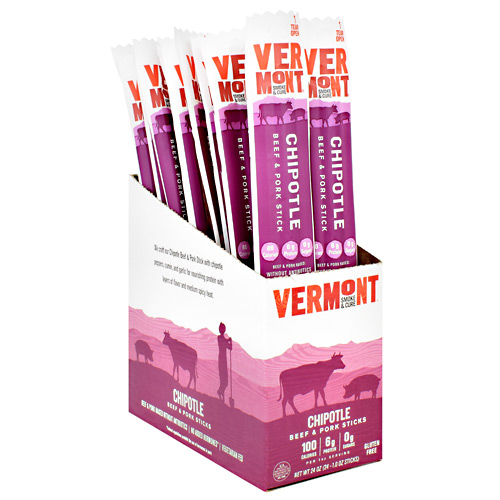 Vermont Smoked Meats Beef & Pork Sticks - Chipotle - 24 ea