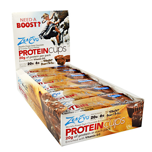 Zenevo Protein Cups - Dark Chocolate and Crunchy Peanut Butter - 12 ea