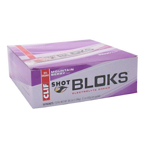 Clif Bar Shot Bloks Electrolyte Chews - Mountain Berry - 18 ea