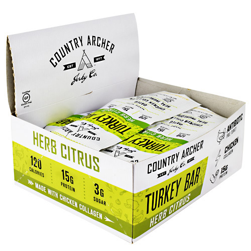 Country Archer Turkey Bar with Collagen - Herb Citrus - 12 ea