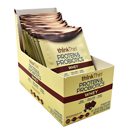 Think Products Whey Protein & Probiotics - Belgian Chocolate - 10 ea