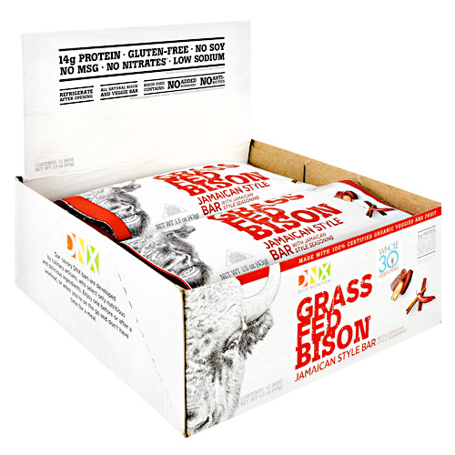 DNX Bars Grass Fed Bison Bar - Jamaican Style - 12 ea
