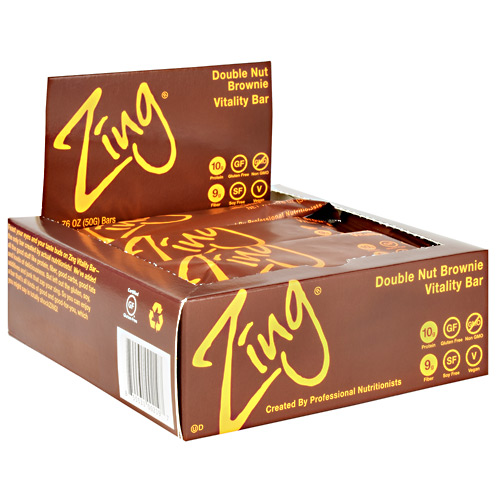 Zing Vitality Bar - Double Nut Brownie - 12 ea