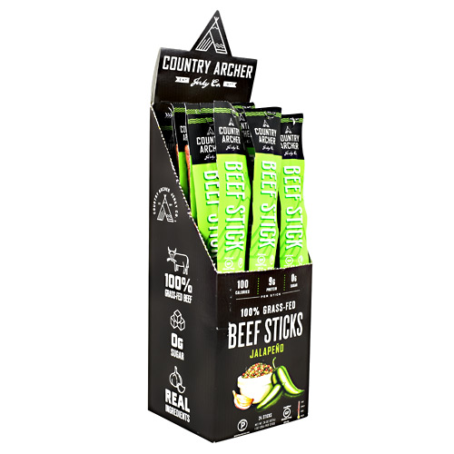 Country Archer Grass Fed Beef Sticks - Jalapeno - 24 ea