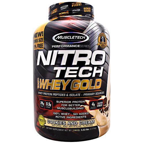 Muscletech Performance Series Nitro Tech 100% Whey Gold - Cookies and Cream - 5.53 lb