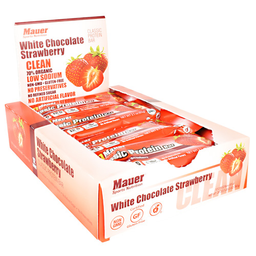 Mauer Sports Nutrition Classic Protein Bar - White Chocolate Strawberry - 12 ea