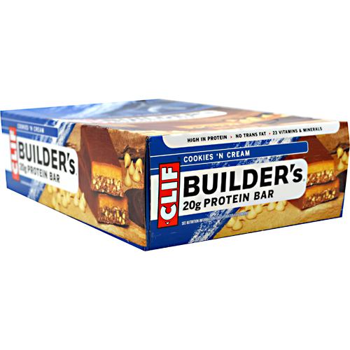Clif Bar Builders Cocoa Dipped Double Decker Crisp Bar - Cookies 'N Cream - 12 ea